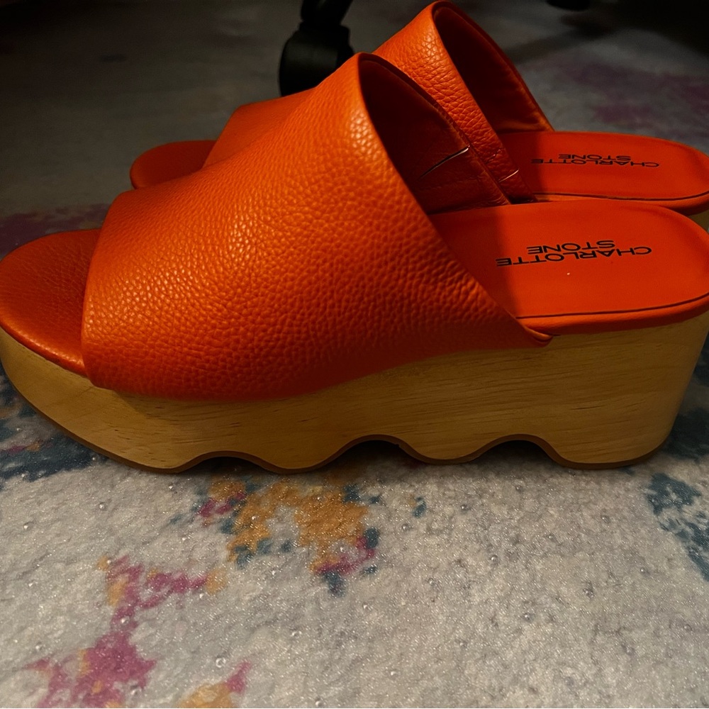 Brand new never worn Charlotte Stone platform slides.